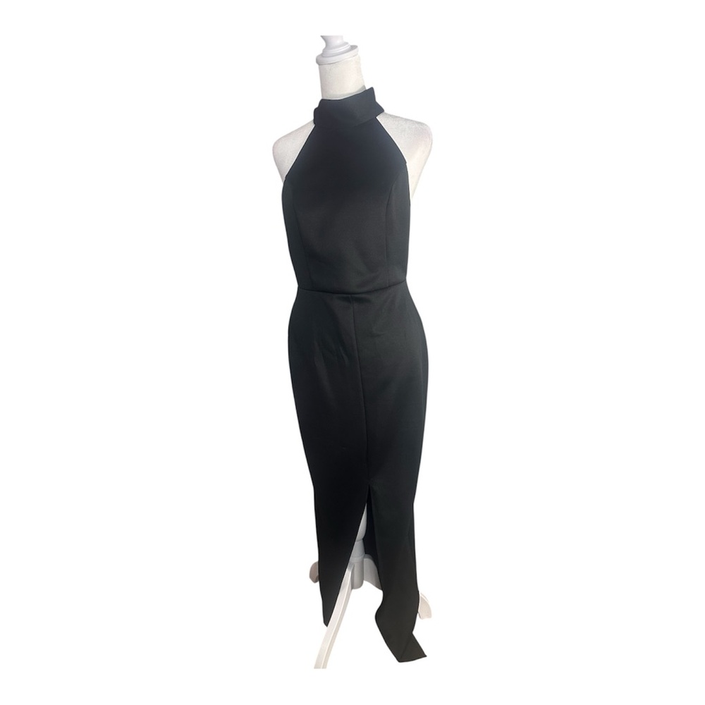 ASOS Black Halter Maxi Dress Side Slit Women’s Size 6 Elegant Formal Evening NWT